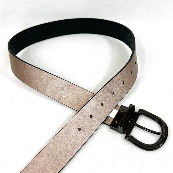 Vince Camuto Faux Leather Reversible Belt Black/Silver-Gray Metallic - Small - Picture 7 of 7